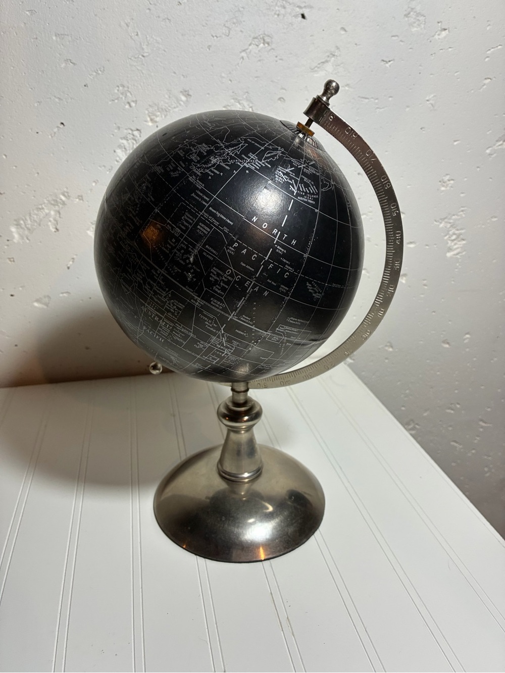 Black Desktop Globe on Silver Stand